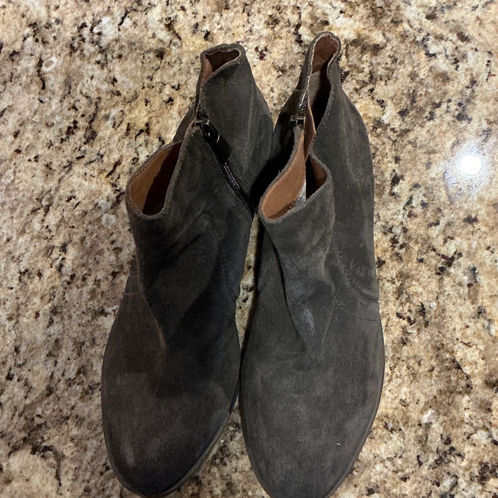 Lucky Brand Ankle Boots Size 8.5 Dark Taupe/Olive Green Zippers